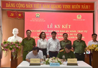 MỸ SƠN KÝ KẾT QUY CHẾ PHỐI HỢP BẢO ĐẢM AN NINH, TRẬT TỰ HOẠT ĐỘNG VĂN HÓA, DU LỊCH