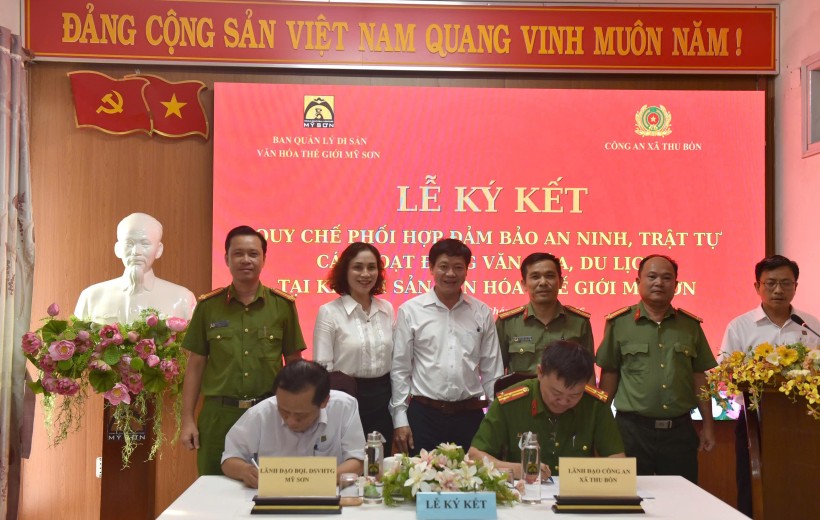 MỸ SƠN KÝ KẾT QUY CHẾ PHỐI HỢP BẢO ĐẢM AN NINH, TRẬT TỰ HOẠT ĐỘNG VĂN HÓA, DU LỊCH