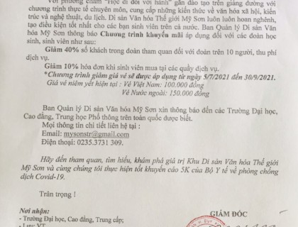 THÔNG BÁO VỀ CHƯƠNG TRÌNH KHUYỂN MÃI ÁP DỤNG CHO HỌC SINH, SINH VIÊN TỪ NGÀY 5/7/2021 - 30/9/2021